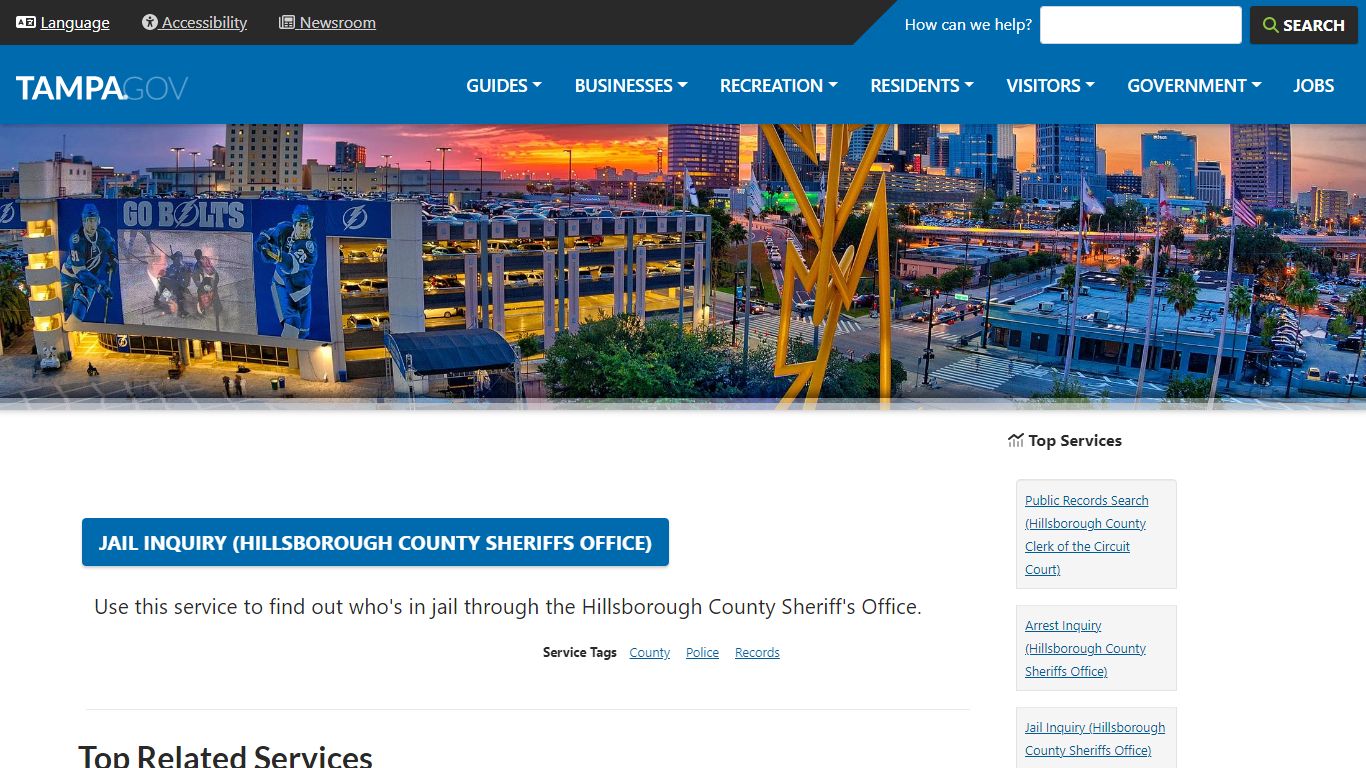 Jail Inquiry (Hillsborough County Sheriffs Office) | City of Tampa